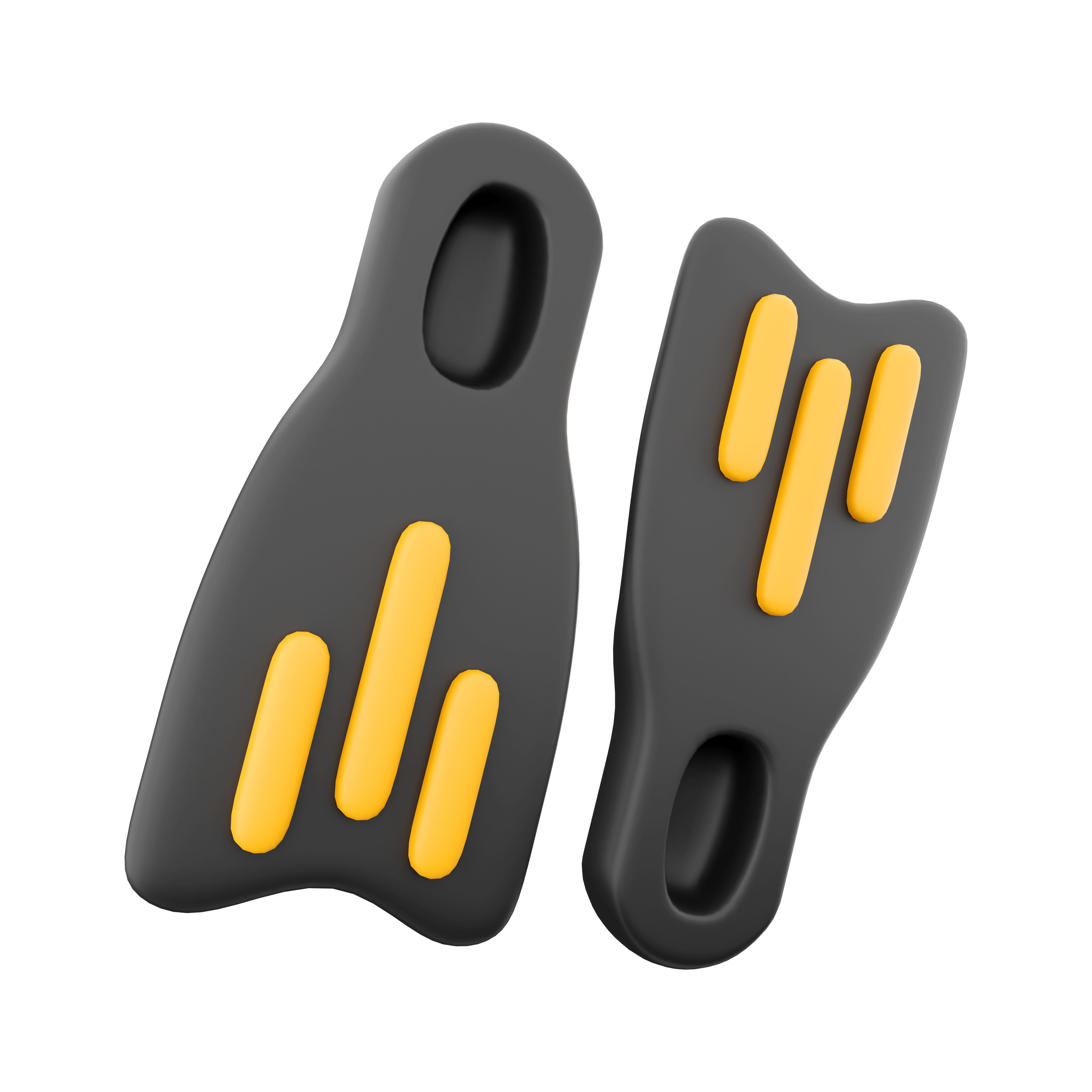 3d  yellow and black flippers cartoon icon 3D model_5
