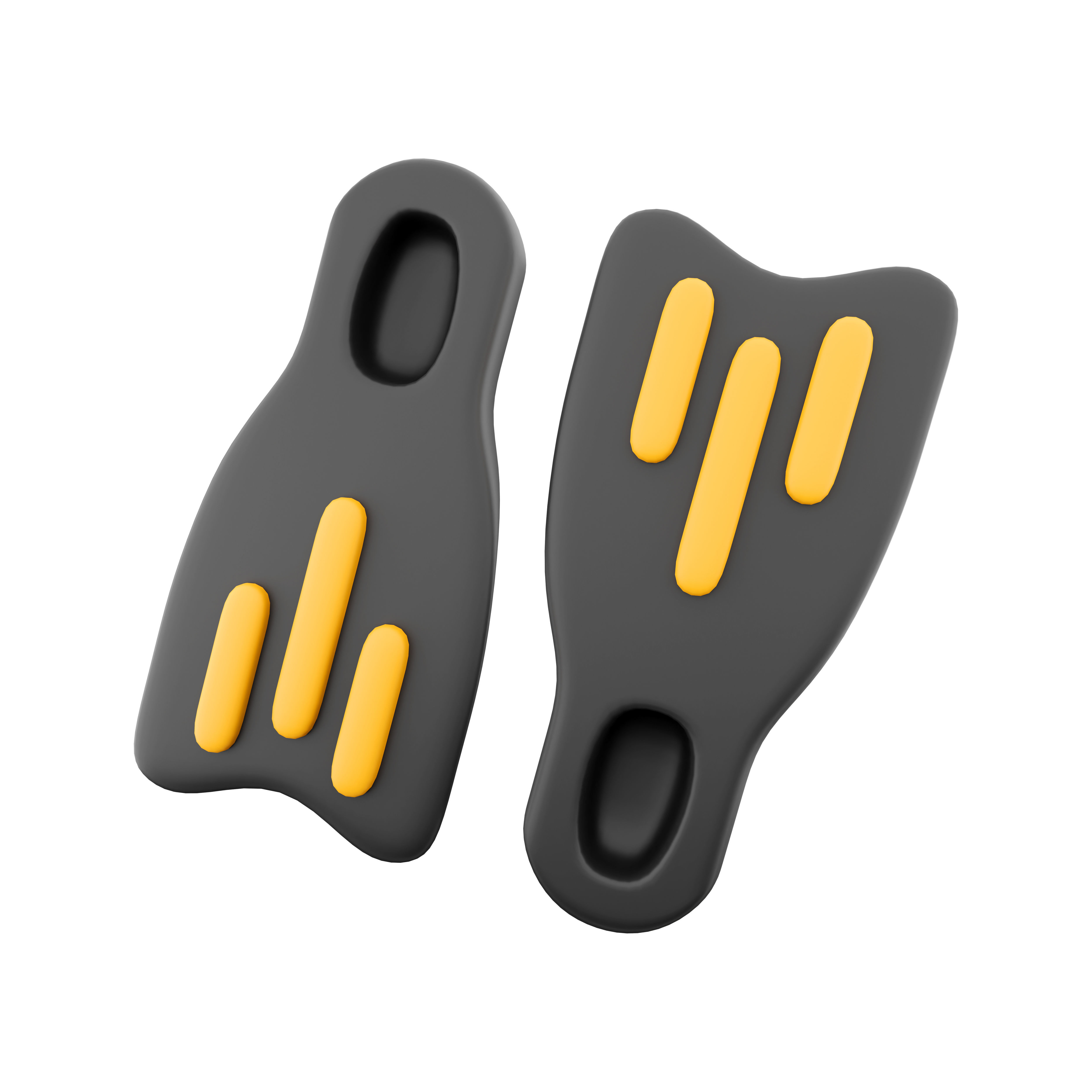 3d  yellow and black flippers cartoon icon 3D model_3