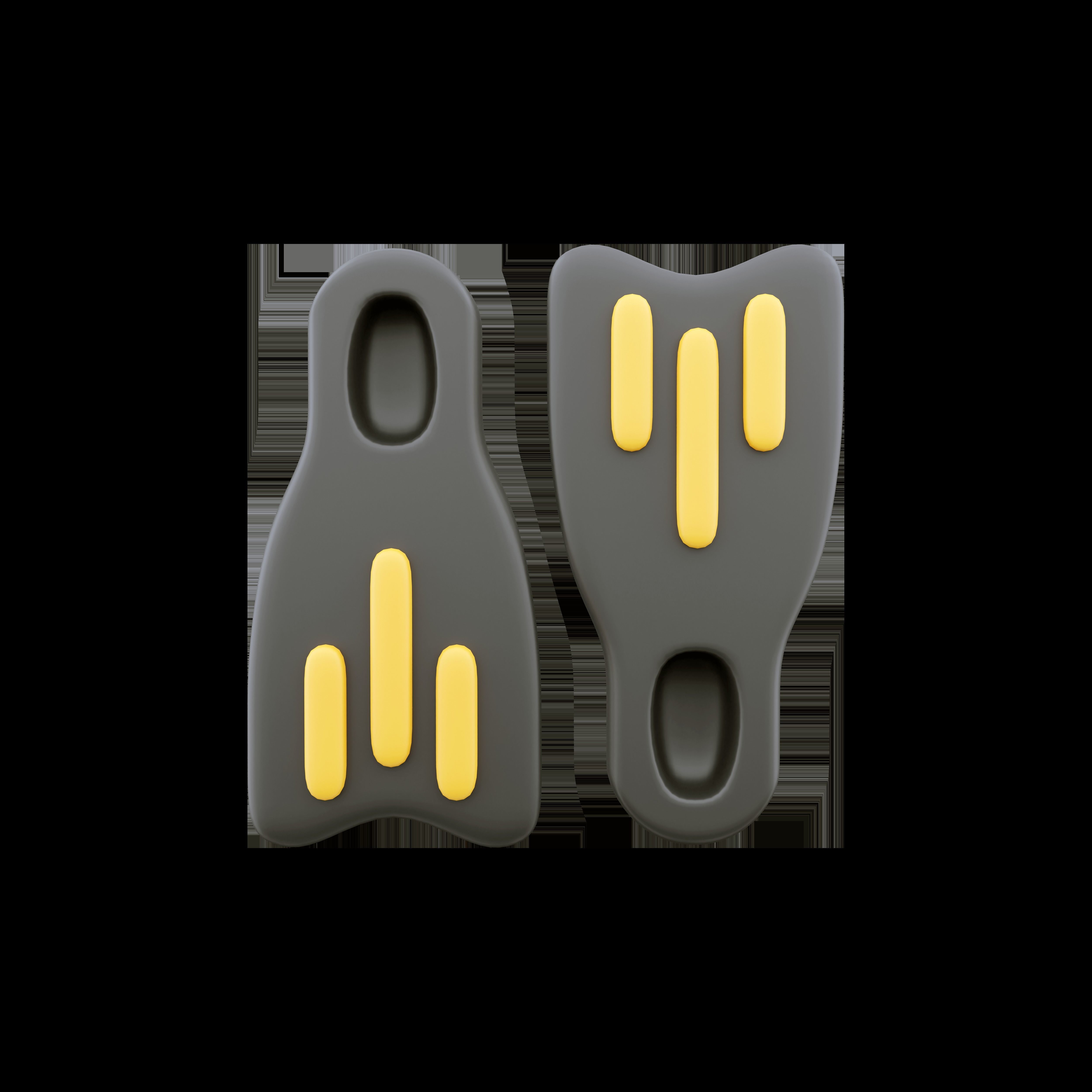 3d  yellow and black flippers cartoon icon 3D model_1