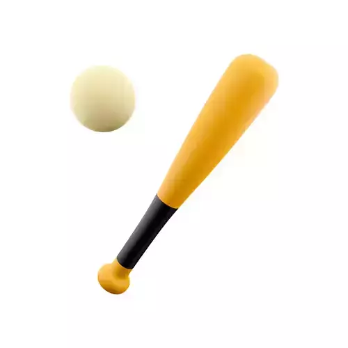 3d baseball bat and ball