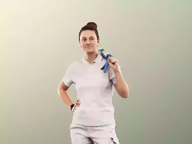 Maria 13748 - Standing Female Handyman With Silicon Syringe Low-poly 3D model