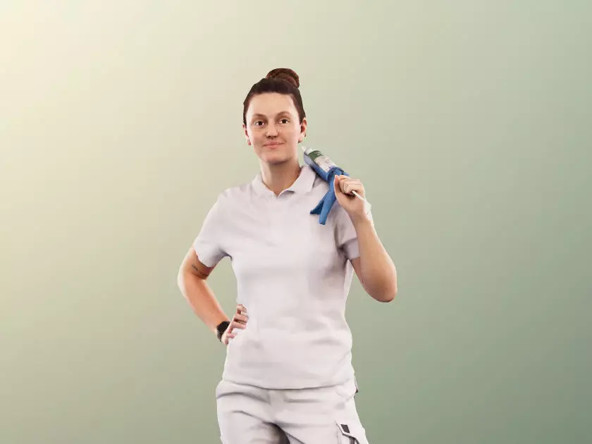 Maria 13748 - Standing Female Handyman With Silicon Syringe Low-poly 3D model