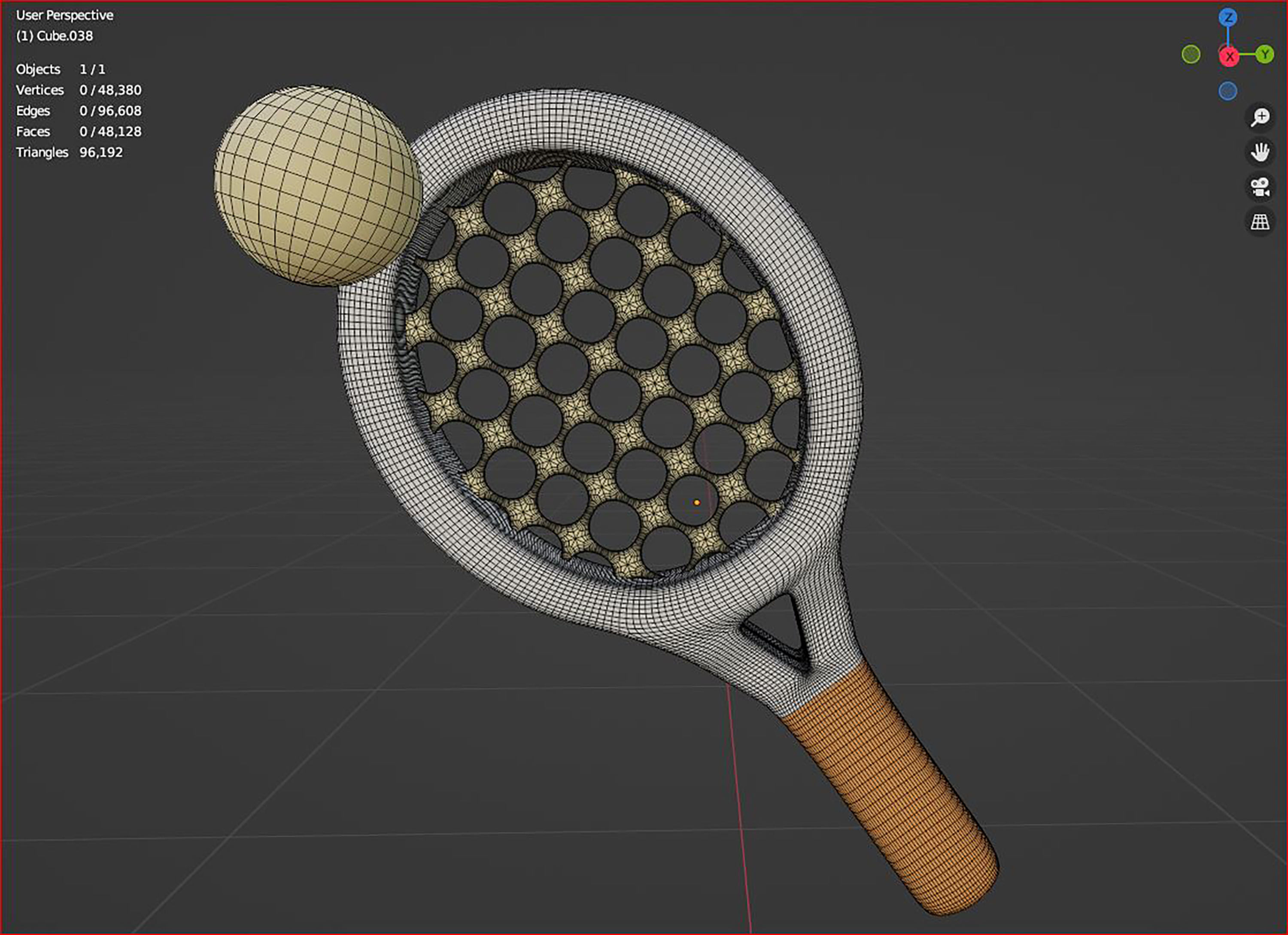 3d  tennis racket and ball 3D model_6