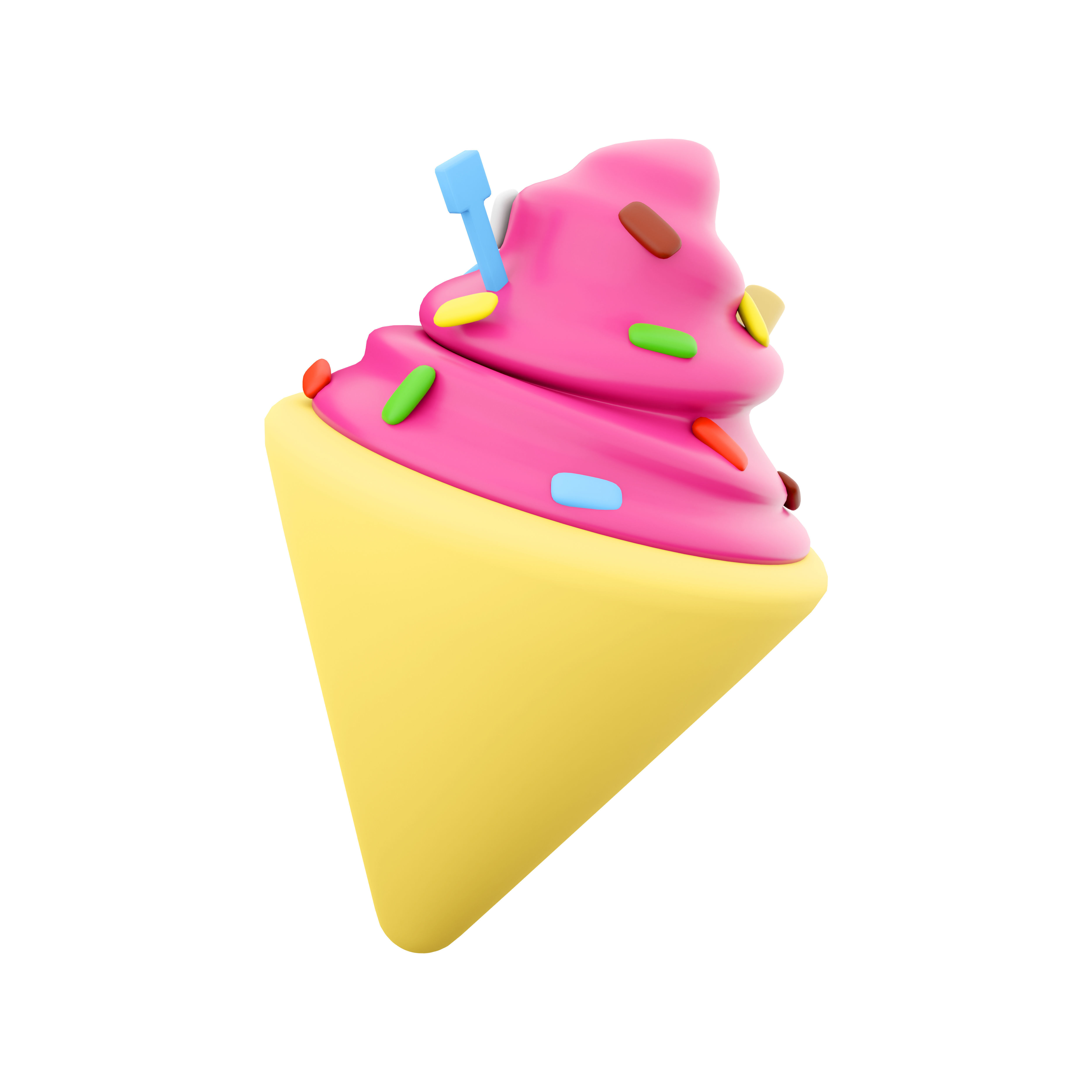 3d  ice cream cartoon icon 3D model_4