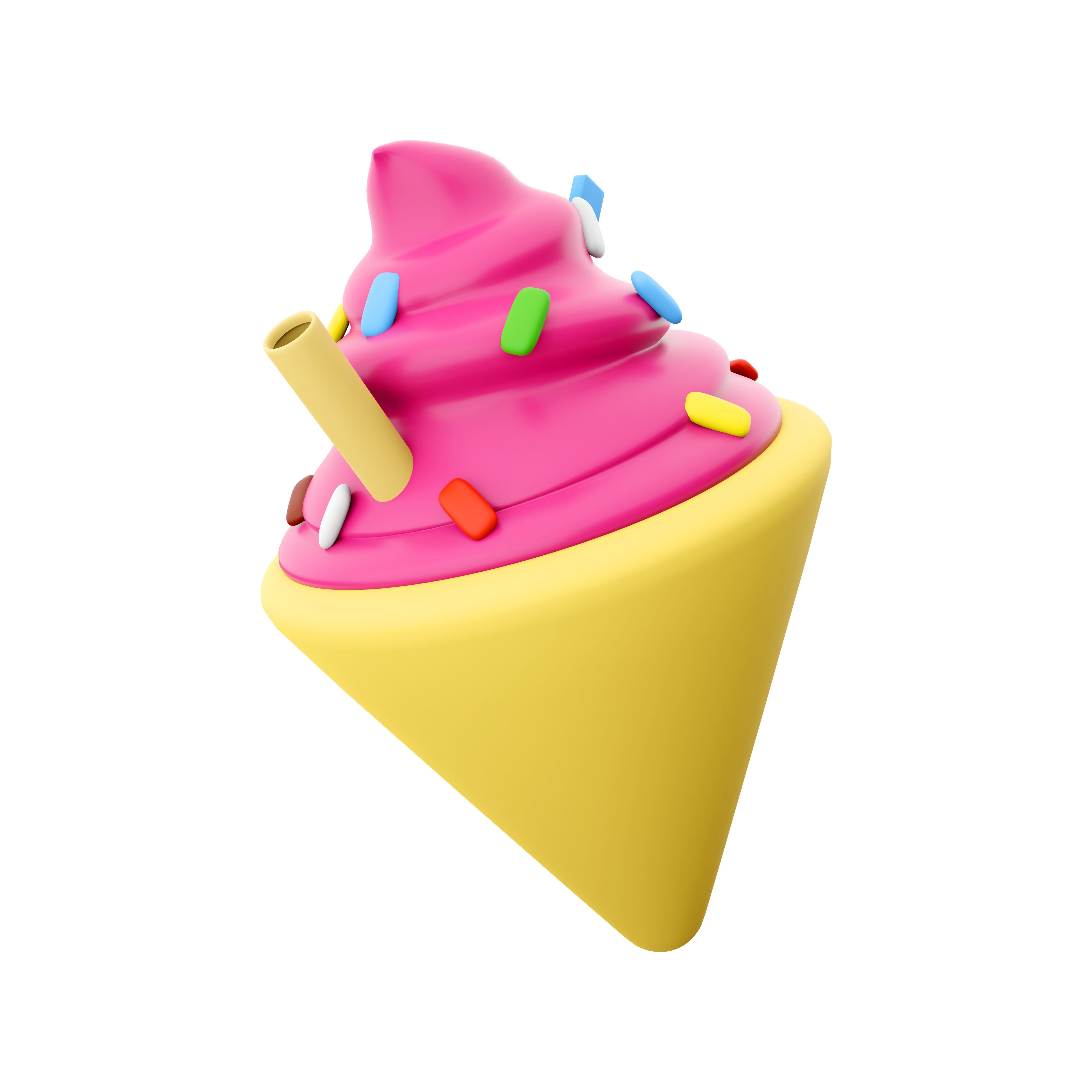 3d  ice cream cartoon icon 3D model_5