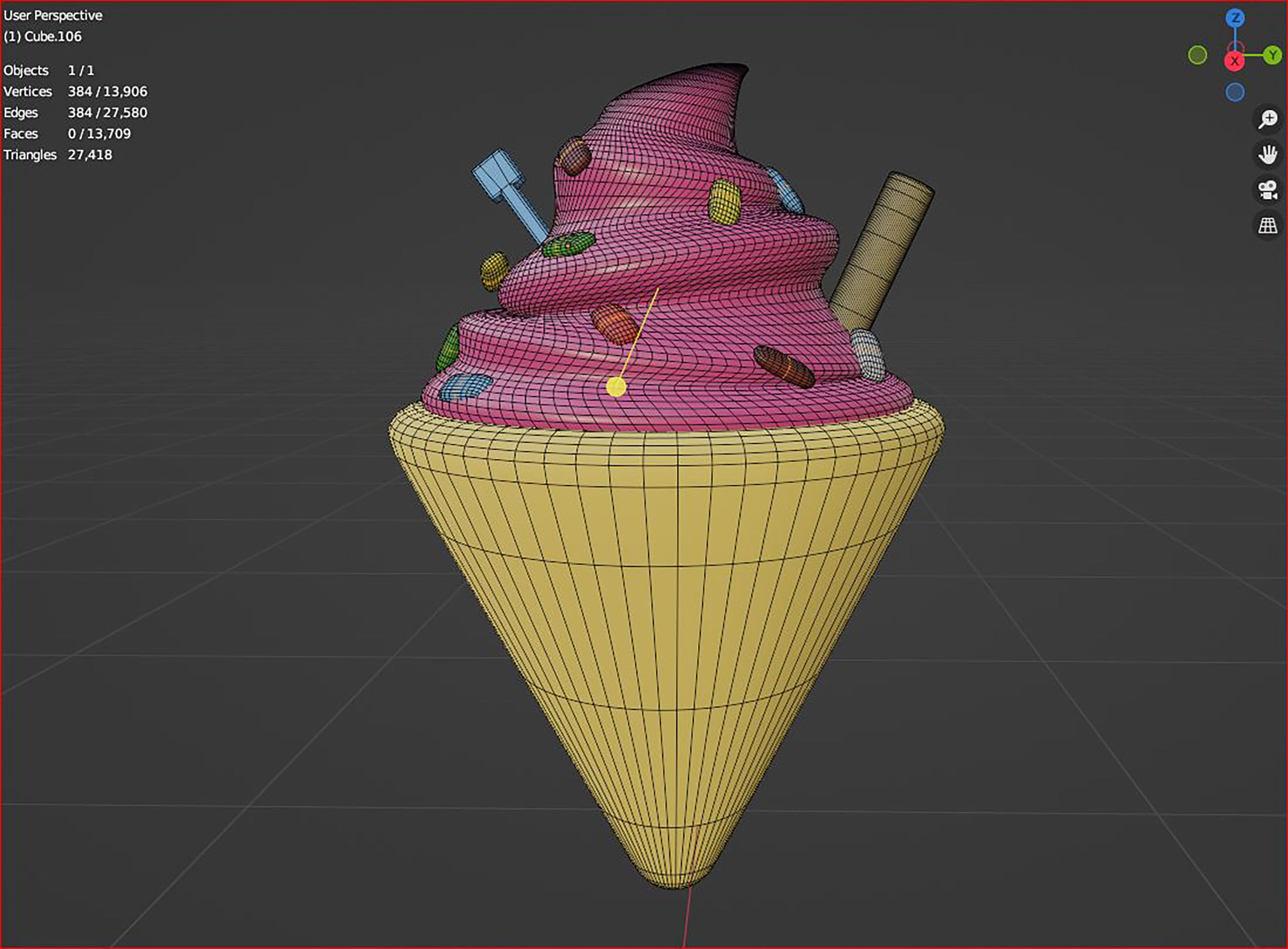 3d  ice cream cartoon icon 3D model_6