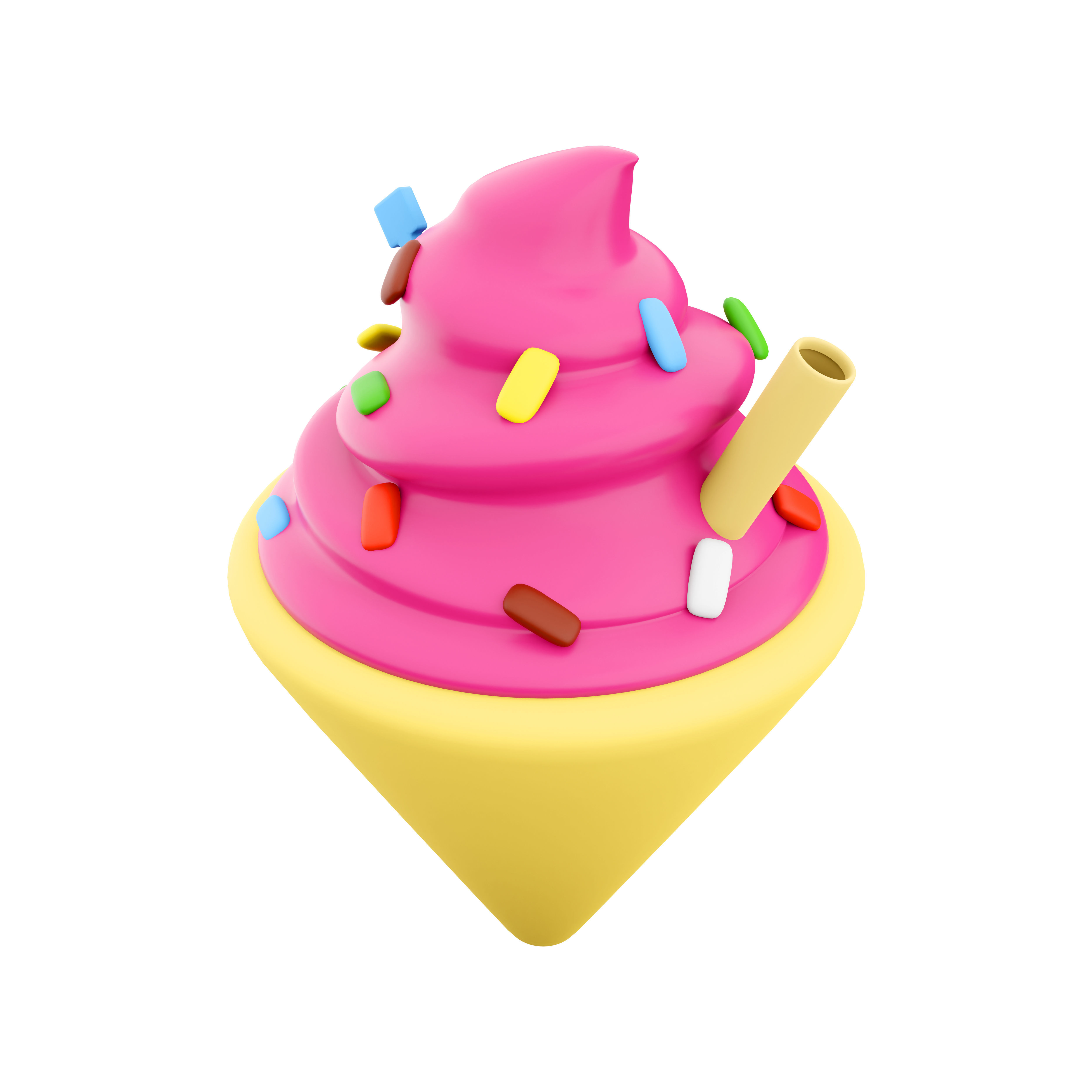 3d  ice cream cartoon icon 3D model_3