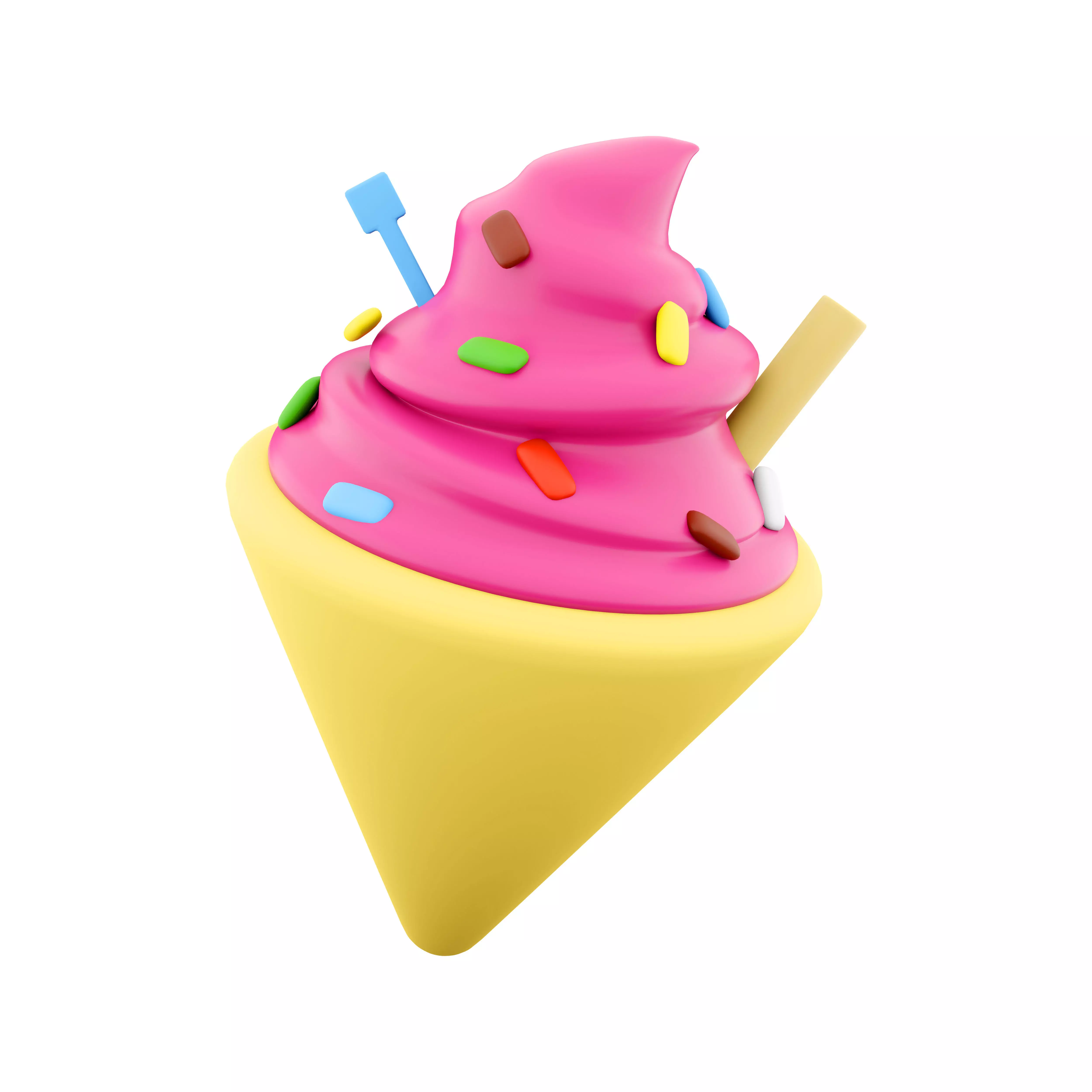 3d  ice cream cartoon icon 3D model_0