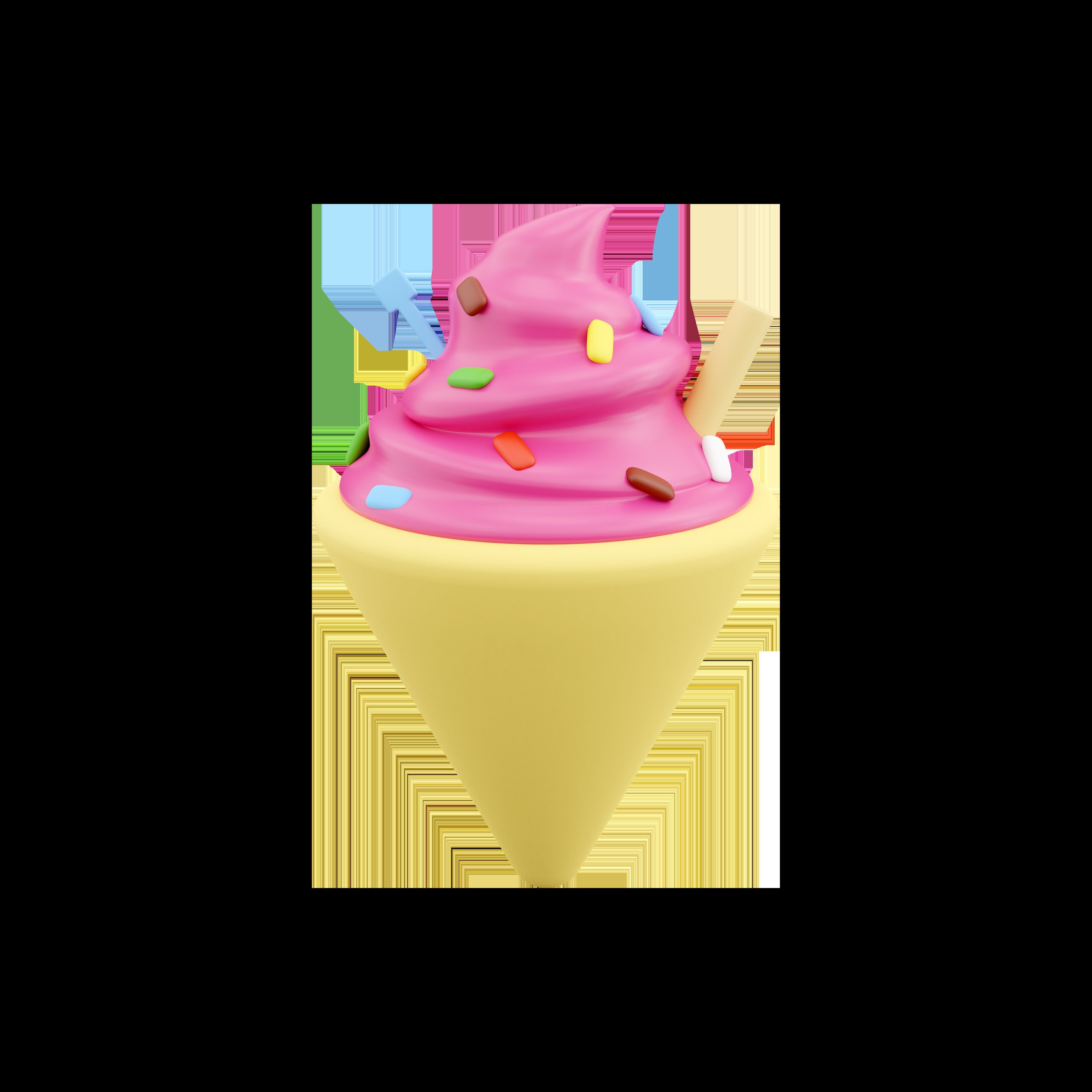3d  ice cream cartoon icon 3D model_1