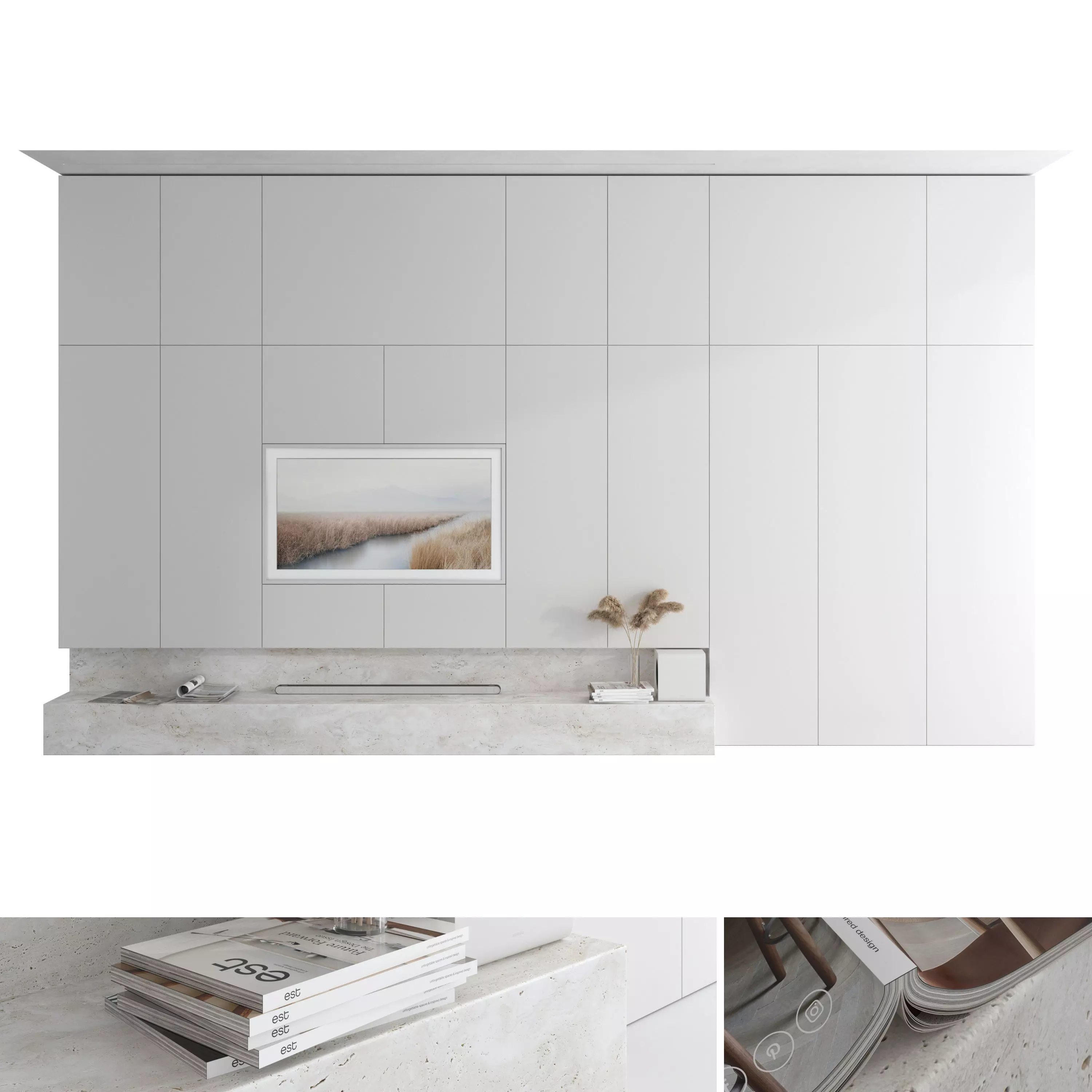 TV wall set 52 3D model