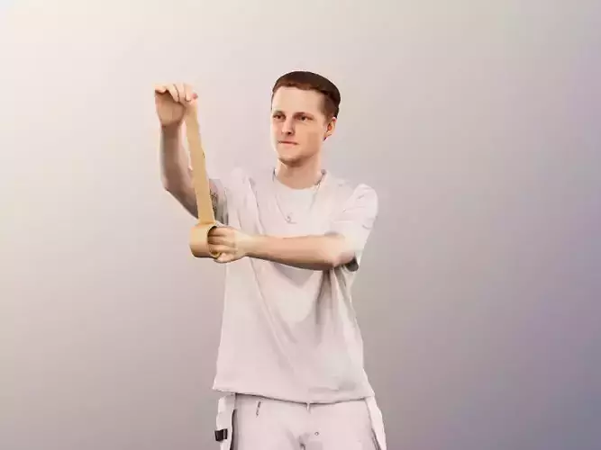Oskar 13746 - Standing Young Painter With Tape Low-poly 3D model