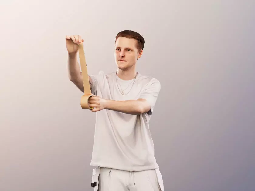 Oskar 13746 - Standing Young Painter With Tape Low-poly 3D model