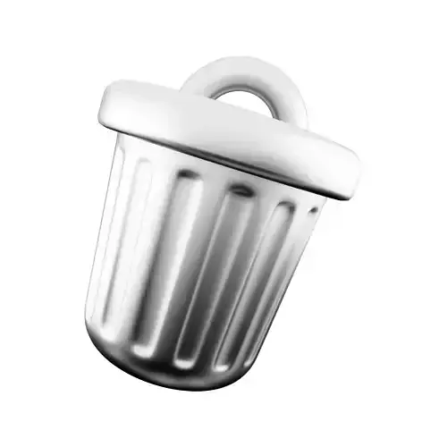 3d metal trash can cartoon icon