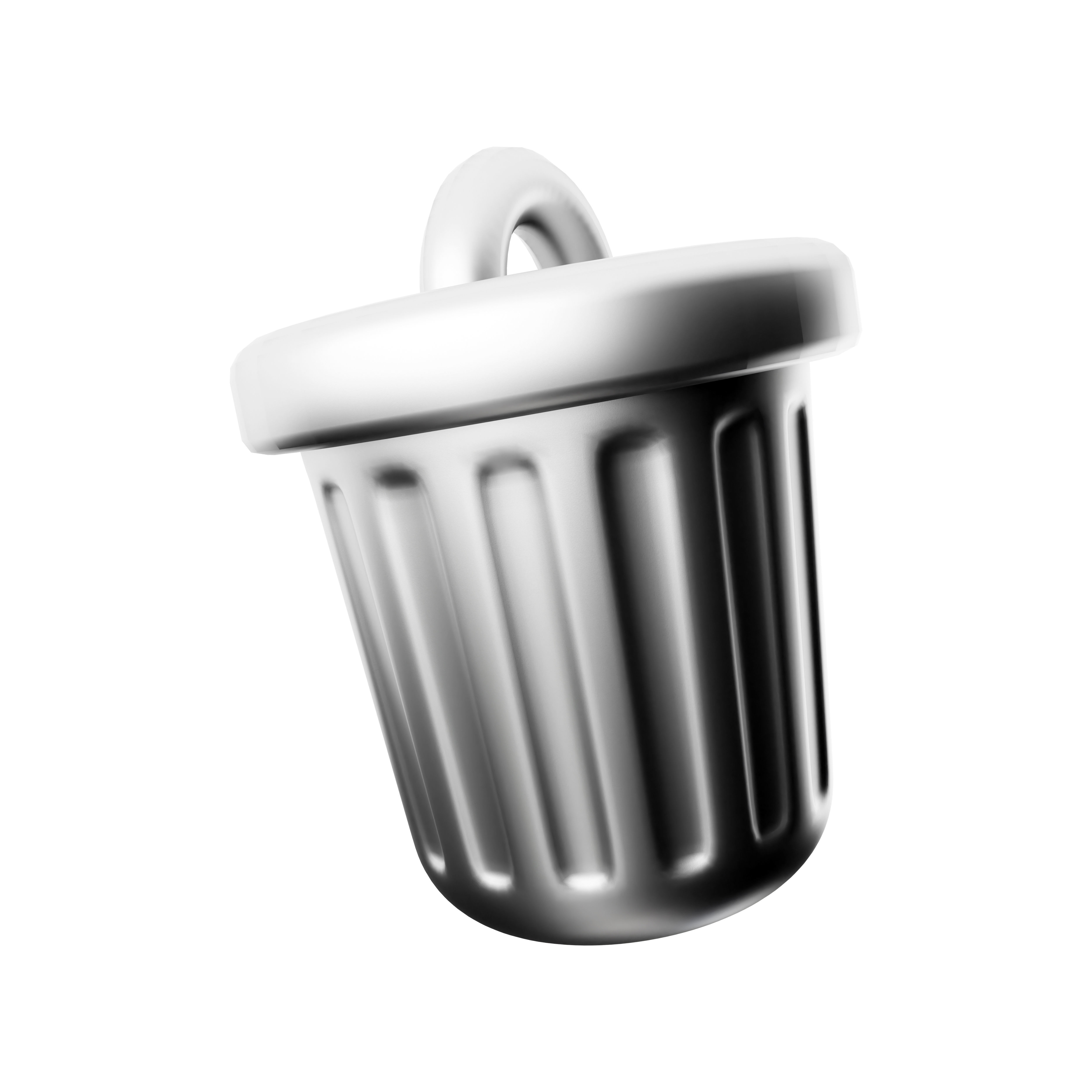 3d metal trash can cartoon icon 3D model CGTrader