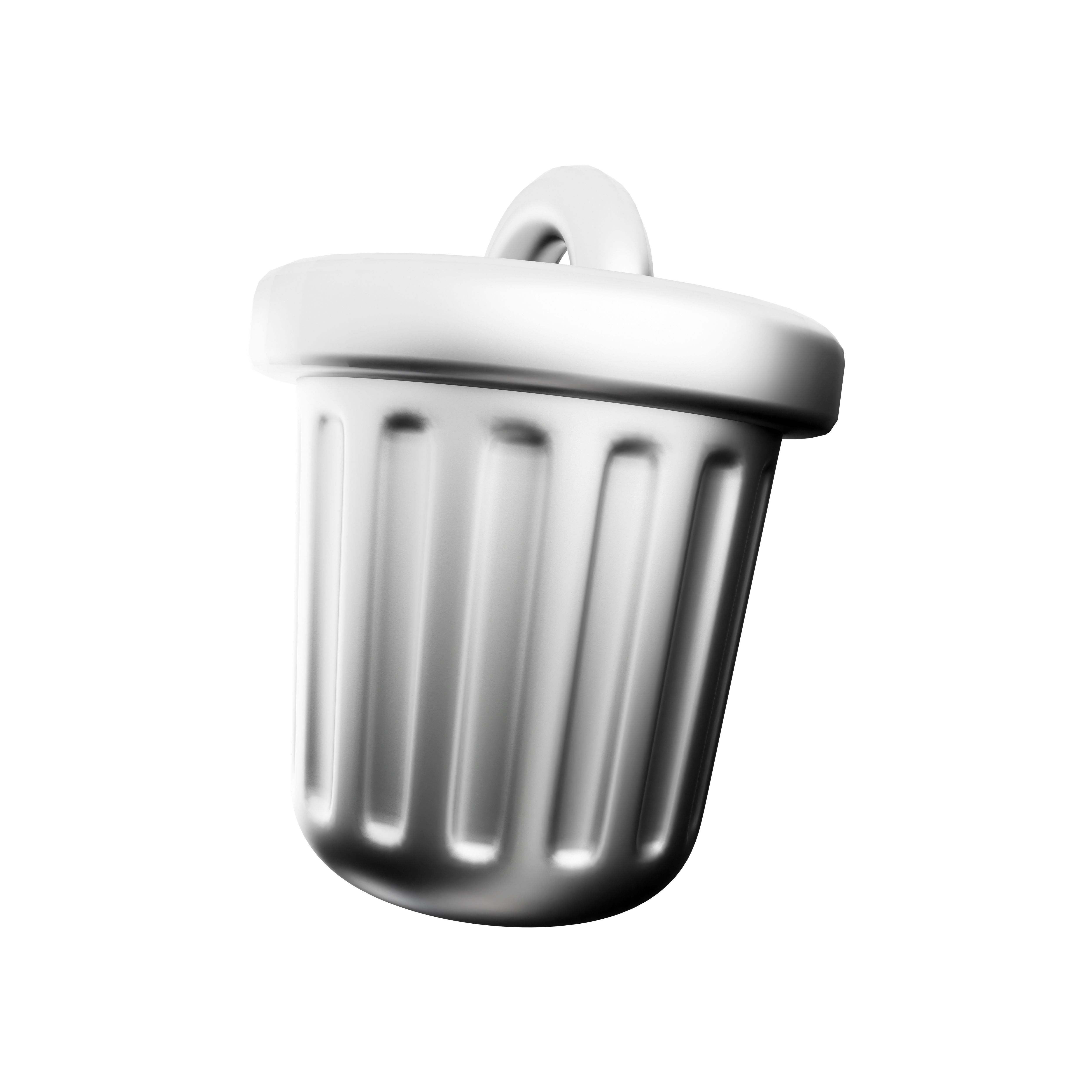 3d metal trash can cartoon icon 3D model CGTrader