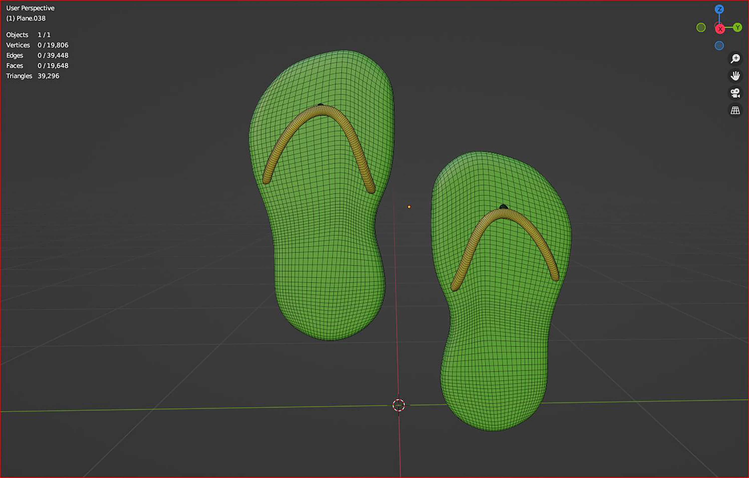 3d green slippers 3D model_6