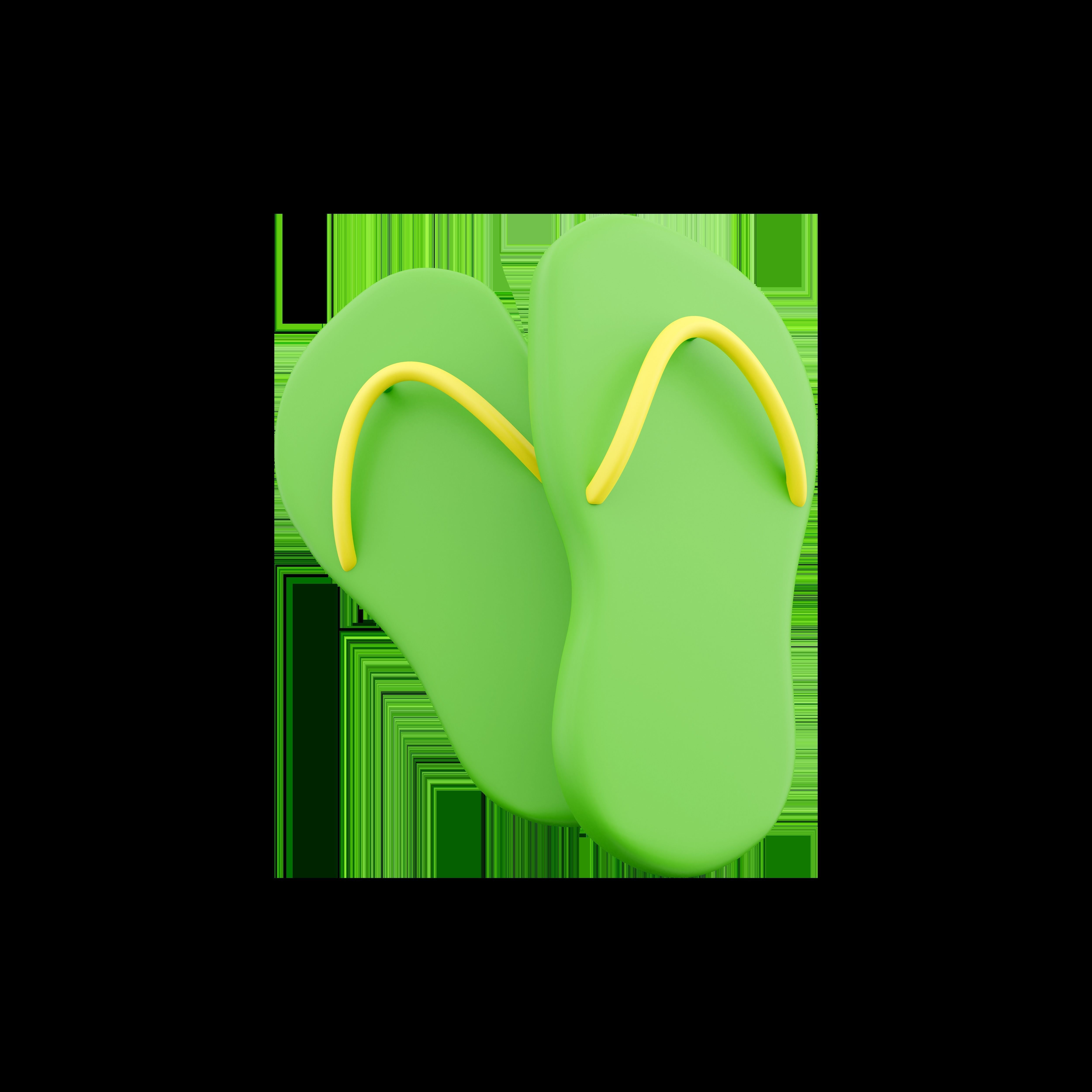 3d green slippers 3D model_1