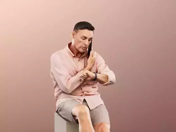 Ruben 13678 - Sitting Casual Man In Summer Outfit Phone Call Low-poly 3D model