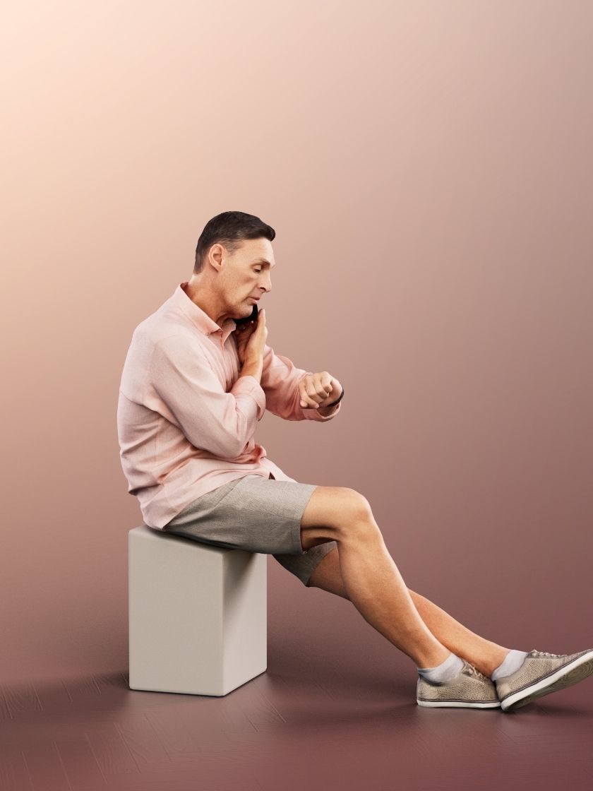 Ruben 13678 - Sitting Casual Man In Summer Outfit Phone Call Low-poly 3D model_2