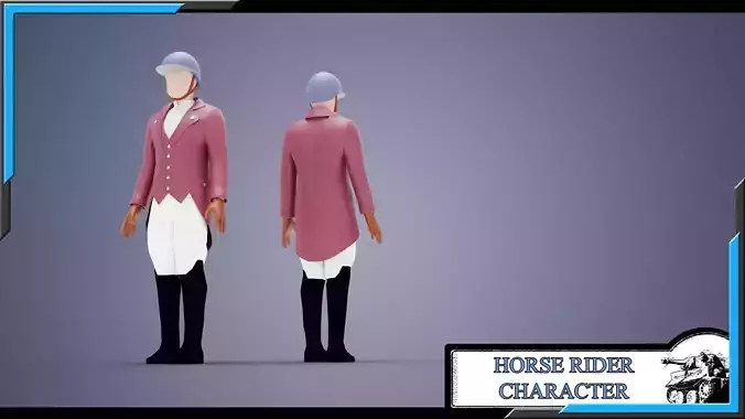 HORSE RIDER MAN BASE MESH MODEL Low-poly 3D model