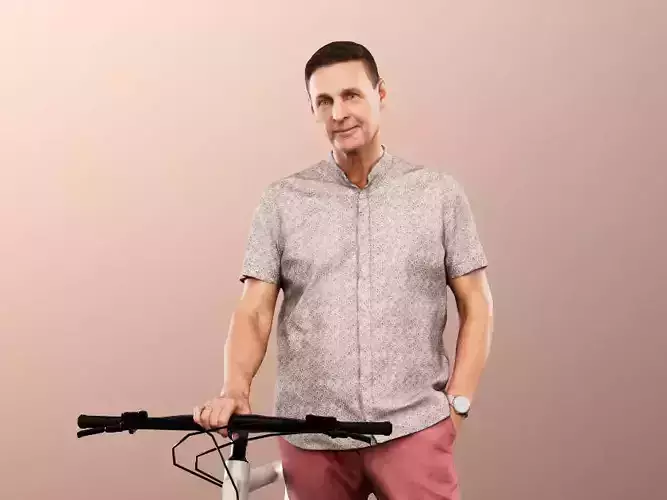 Ruben 13660 - Standing Man Holding Bicycle