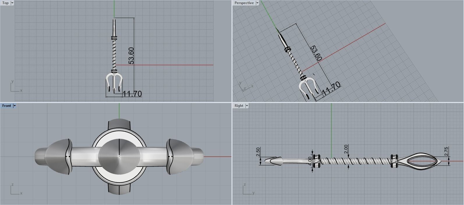 trident pendant model 364 3D print model_3