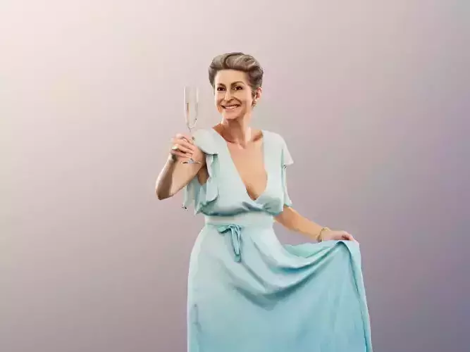 Karin 13600 - Older Woman In Elegant Dress With Champagne Glass Low-poly 3D model