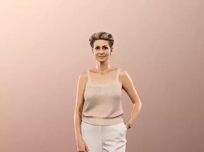 Karin 13595 - Standing Casual Older Woman Low-poly 3D model