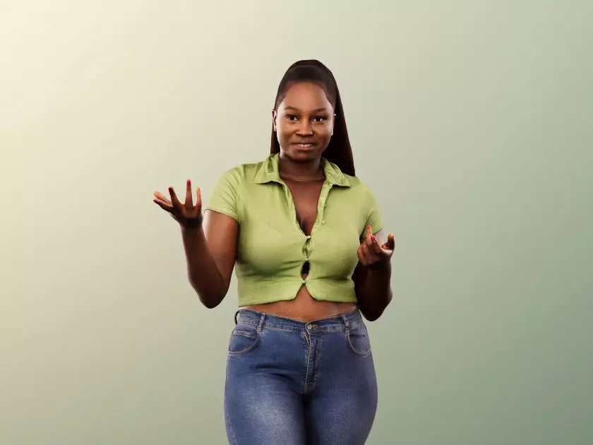 Liah 13580 - Standing Casual Black Woman Talking Low-poly 3D model