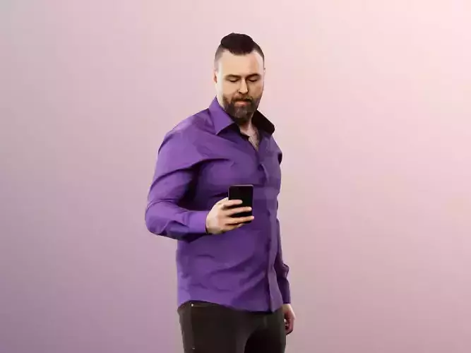 Olaf 13333 - Standing Elegant Man With Phone Low-poly 3D model