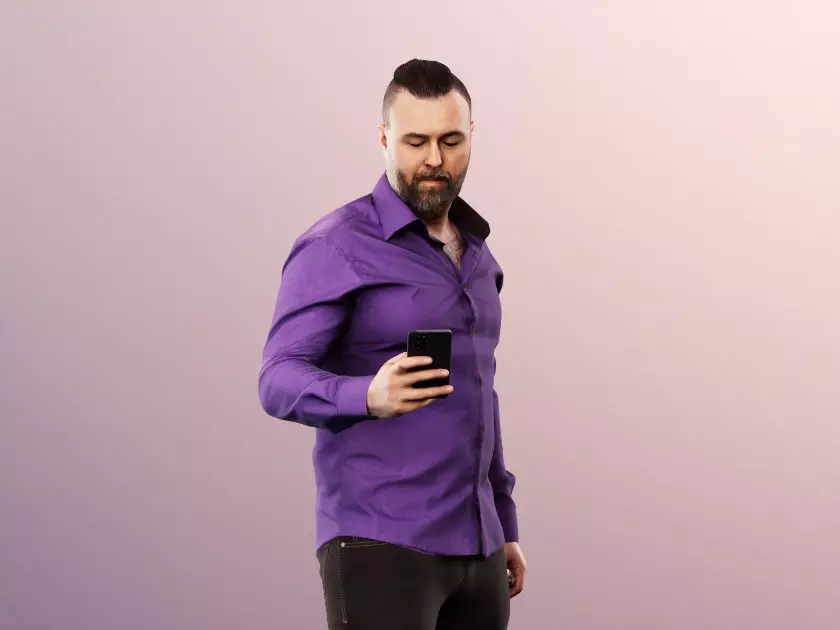 Olaf 13333 - Standing Elegant Man With Phone Low-poly 3D model_0