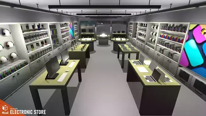 Electronic store - pavilion Low-poly 3D model
