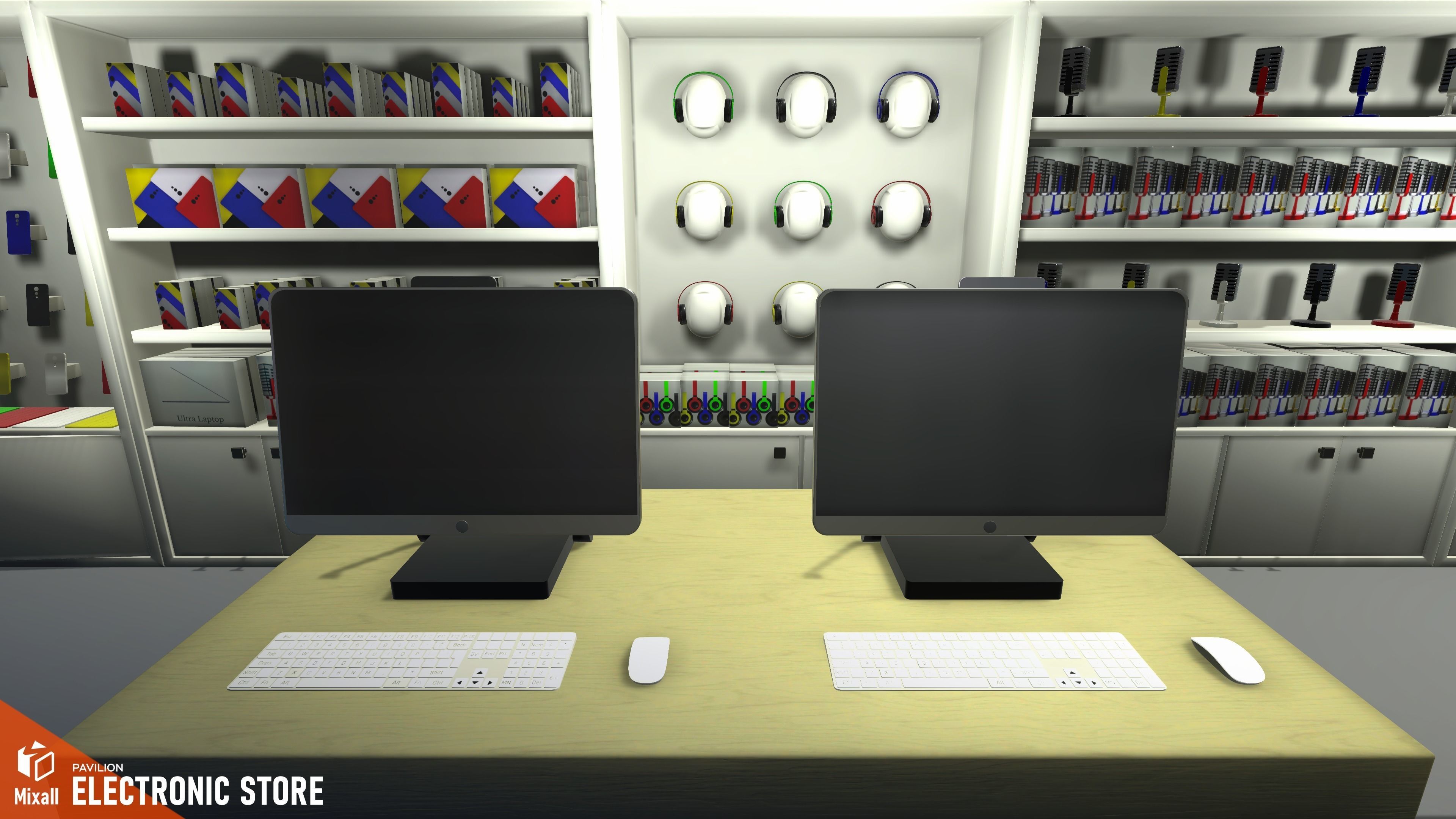 Electronic store - pavilion Low-poly 3D model_11