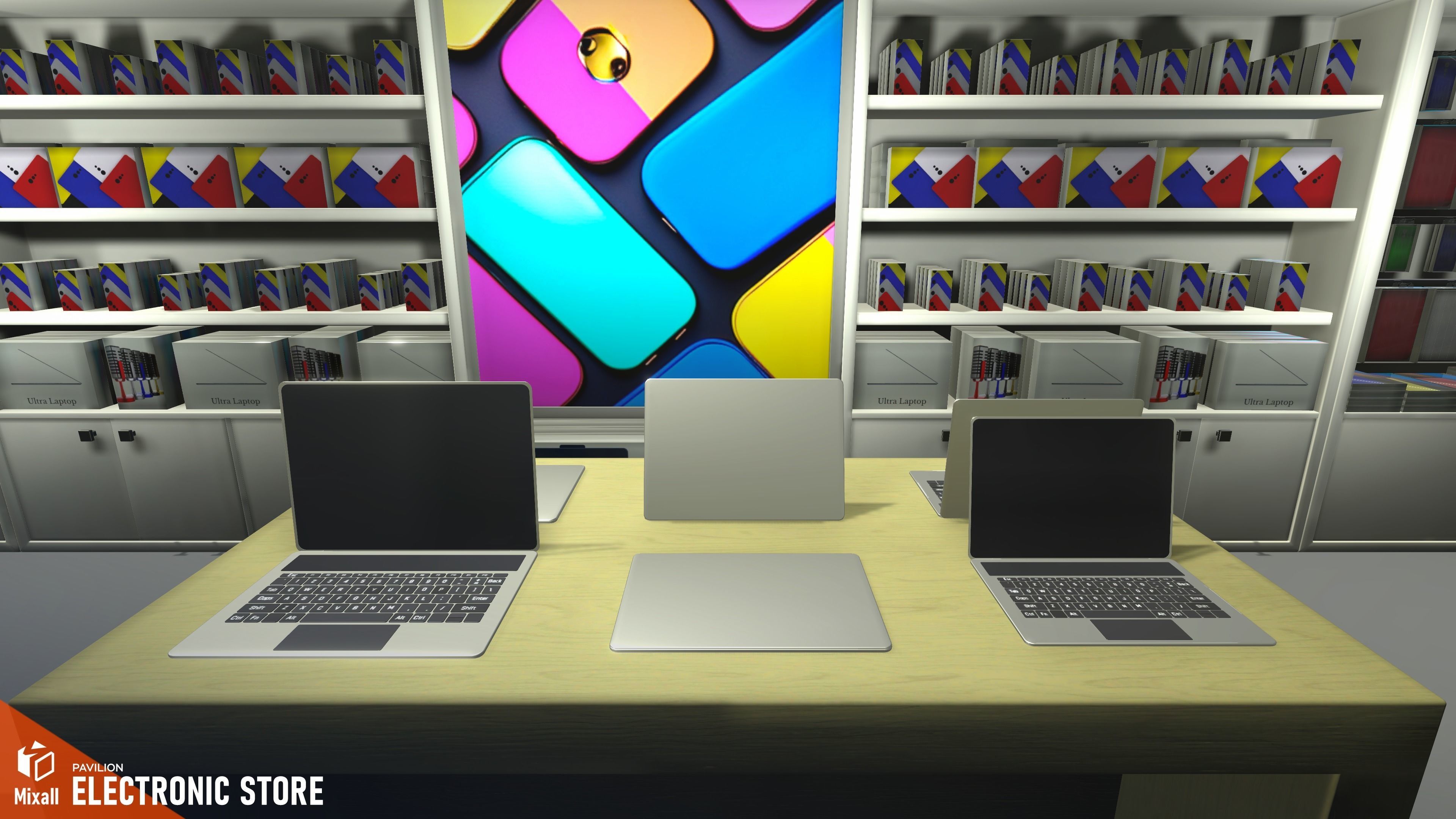 Electronic store - pavilion Low-poly 3D model_12