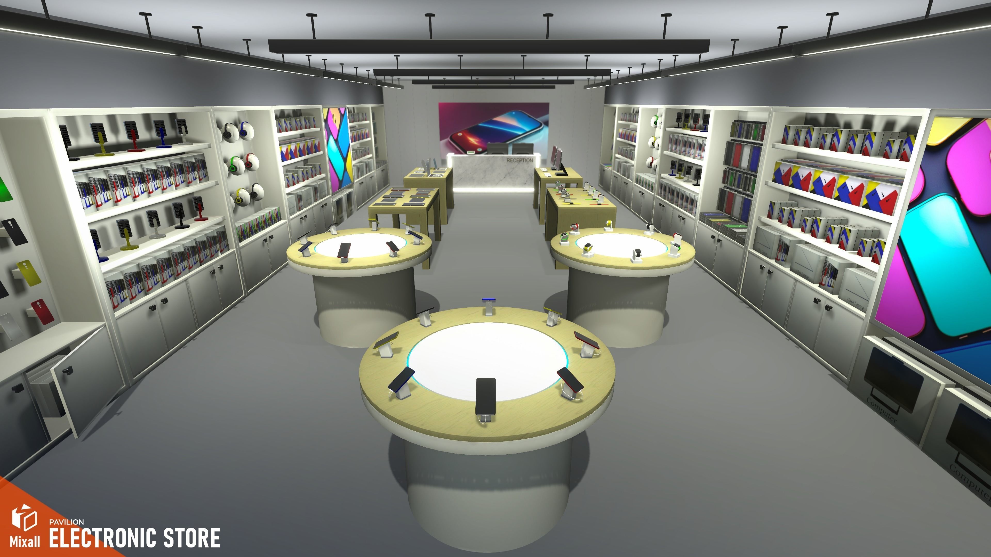 Electronic store - pavilion Low-poly 3D model_4