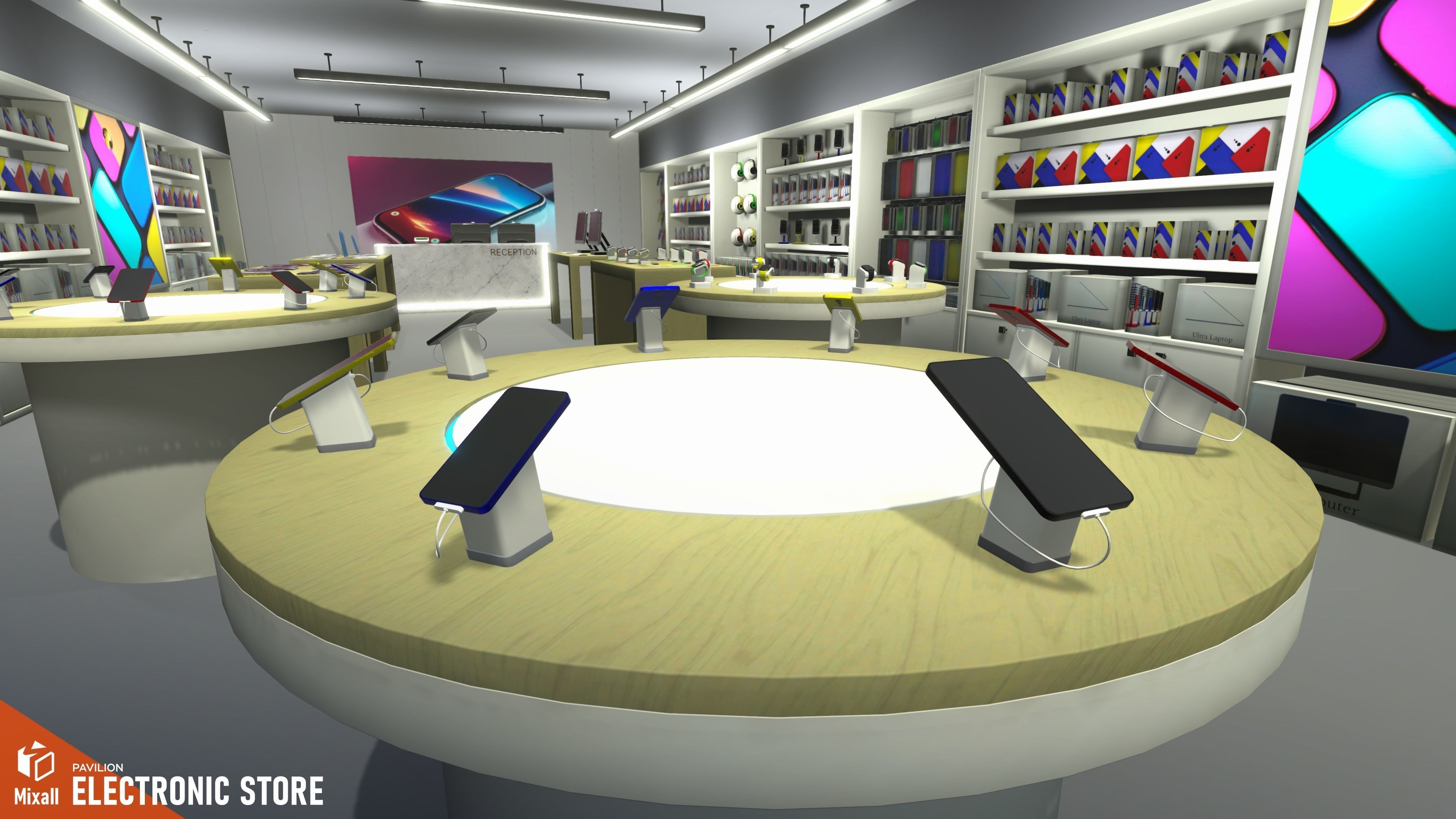 Electronic store - pavilion Low-poly 3D model_6