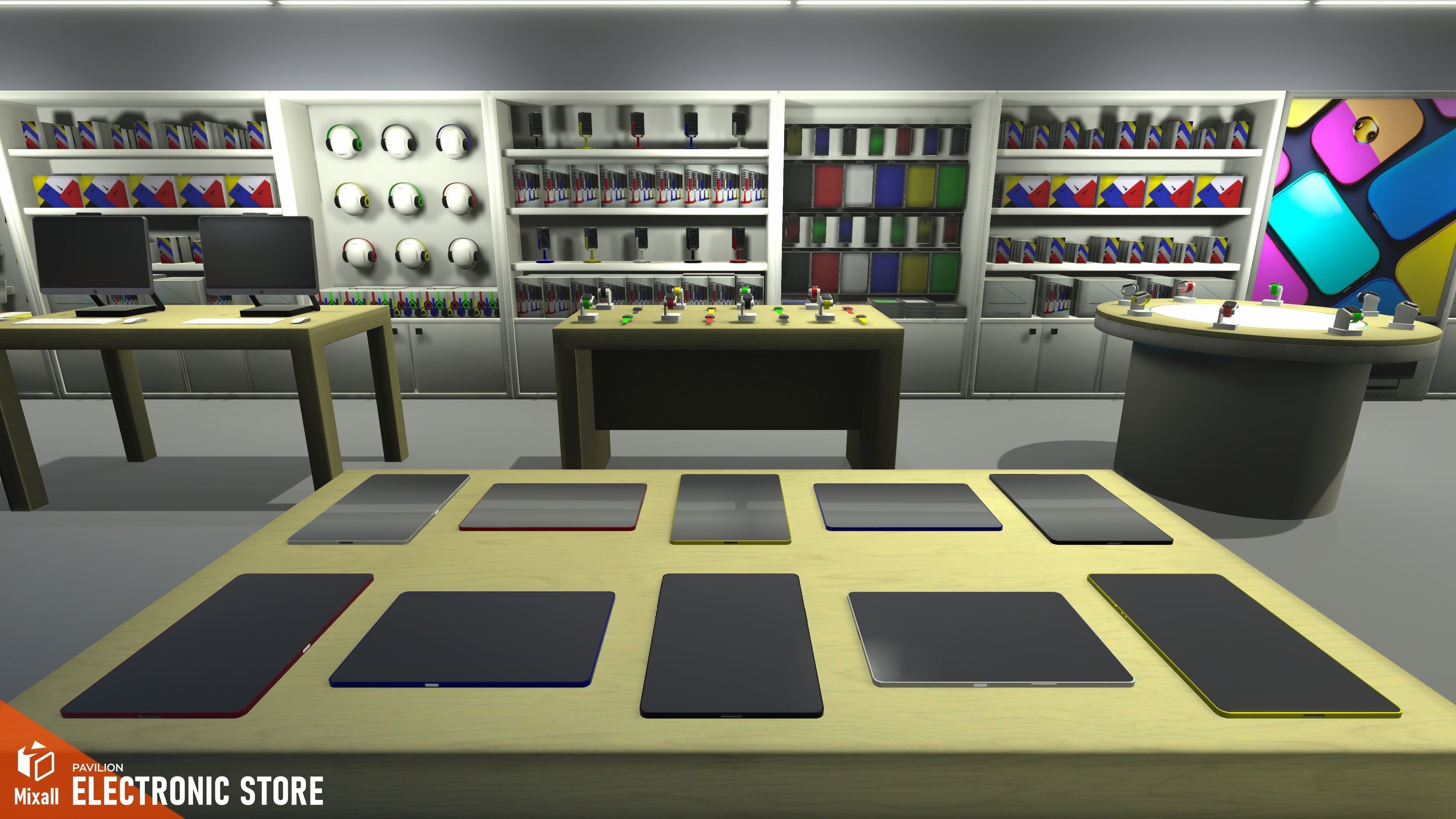 Electronic store - pavilion Low-poly 3D model_10