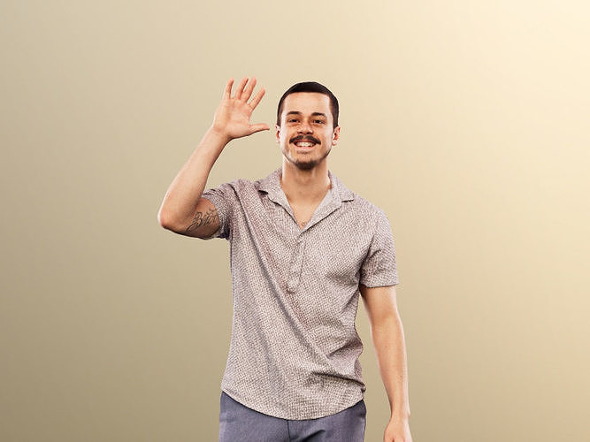 Sandro 13274 - Standing Casual Man Waving  Low-poly 3D model