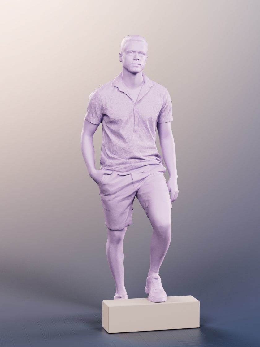 Sandro 13272 - Man In Summer Outfit Walking Up Stairs Low-poly 3D model_4