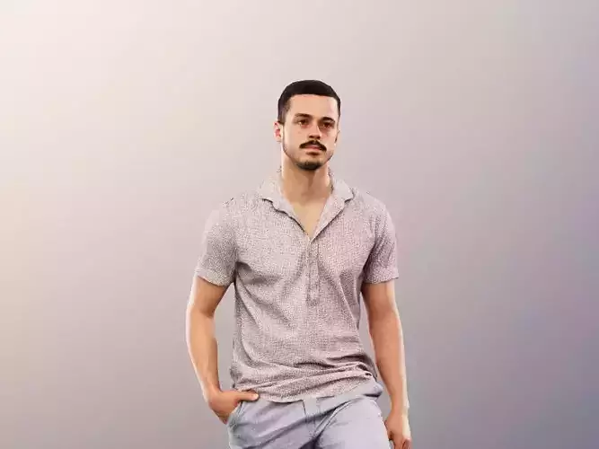 Sandro 13272 - Man In Summer Outfit Walking Up Stairs Low-poly 3D model