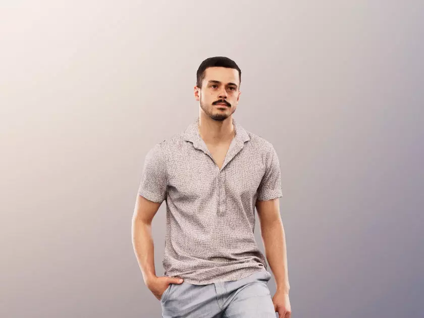 Sandro 13272 - Man In Summer Outfit Walking Up Stairs Low-poly 3D model_0