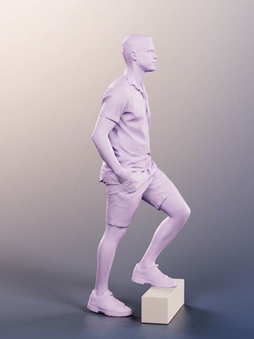 Sandro 13272 - Man In Summer Outfit Walking Up Stairs Low-poly 3D model_3