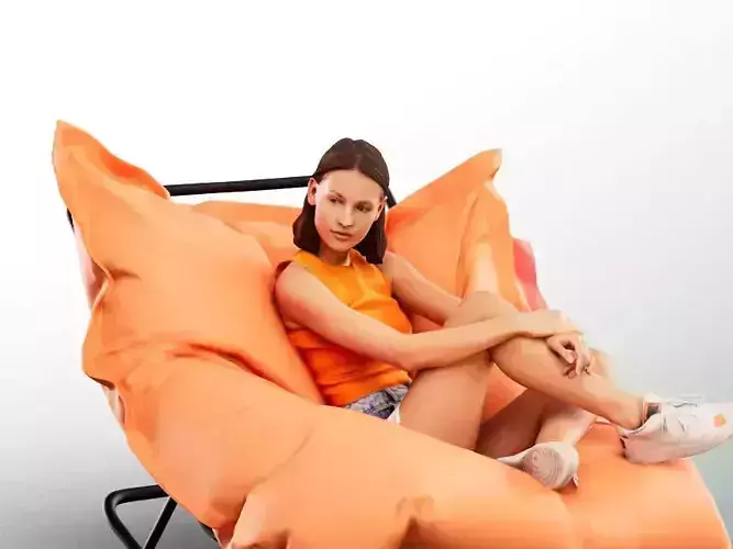 Chiara 13230 - Young Woman Sitting In Beanbag Low-poly 3D model