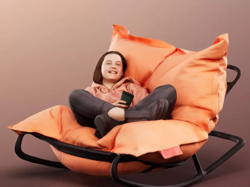 Jasmin 13184 - Girl With Cup Sitting On Beanbag Low-poly 3D model