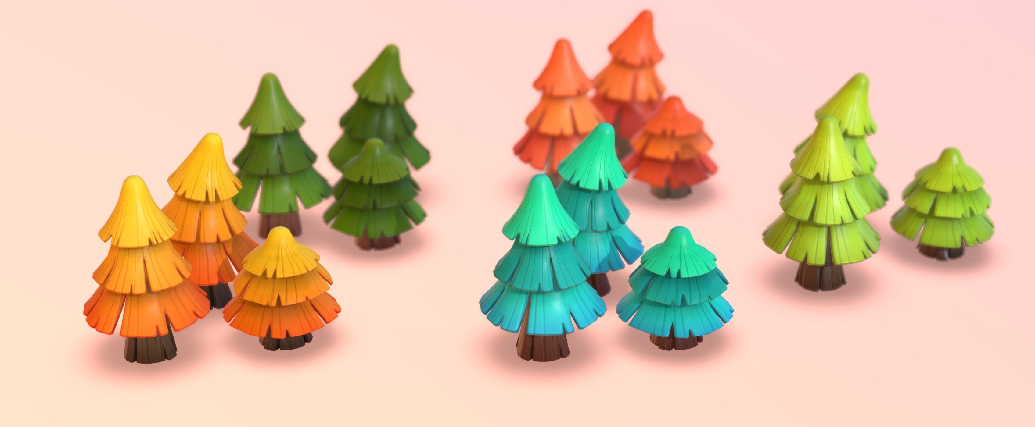 Stylized Pine Trees 3D model_1
