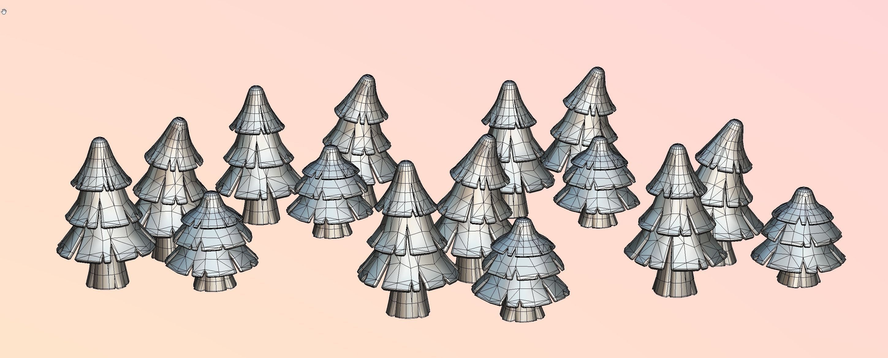 Stylized Pine Trees 3D model_3