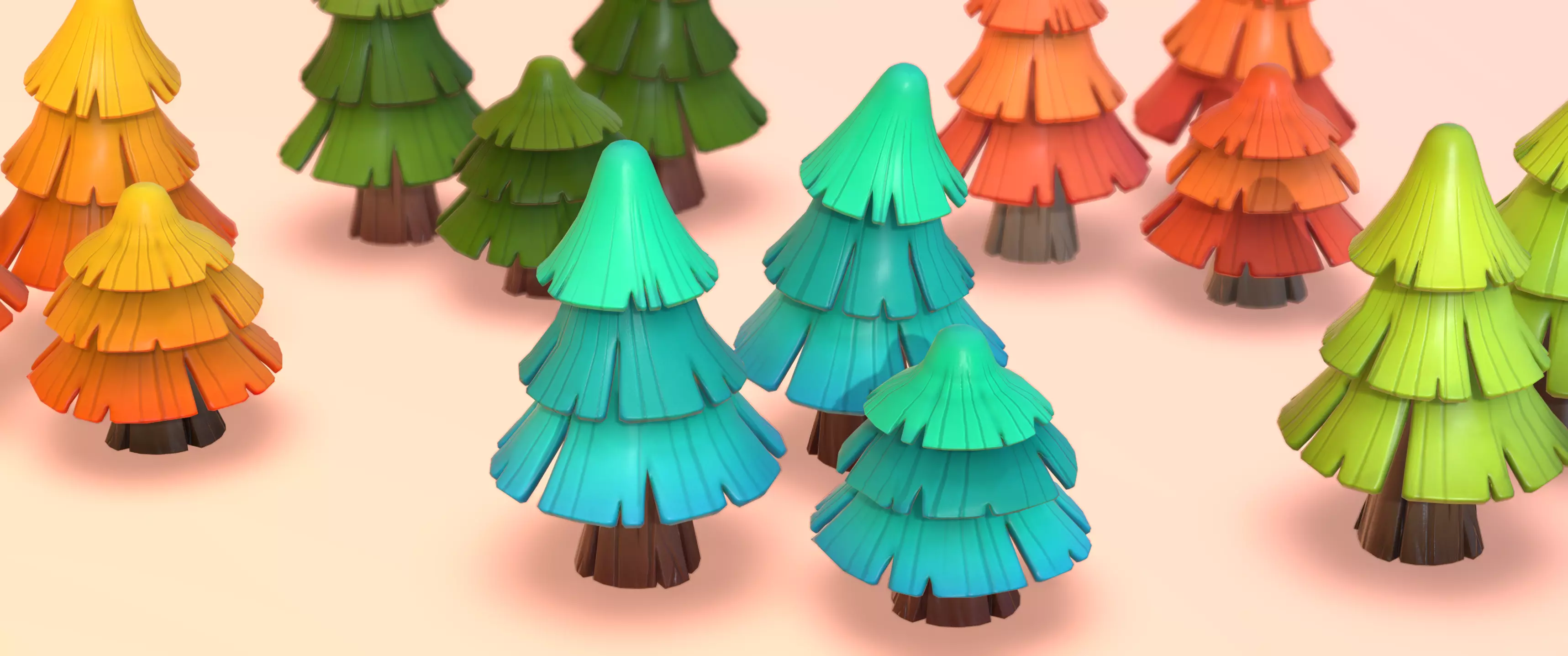 Stylized Pine Trees 3D model_0