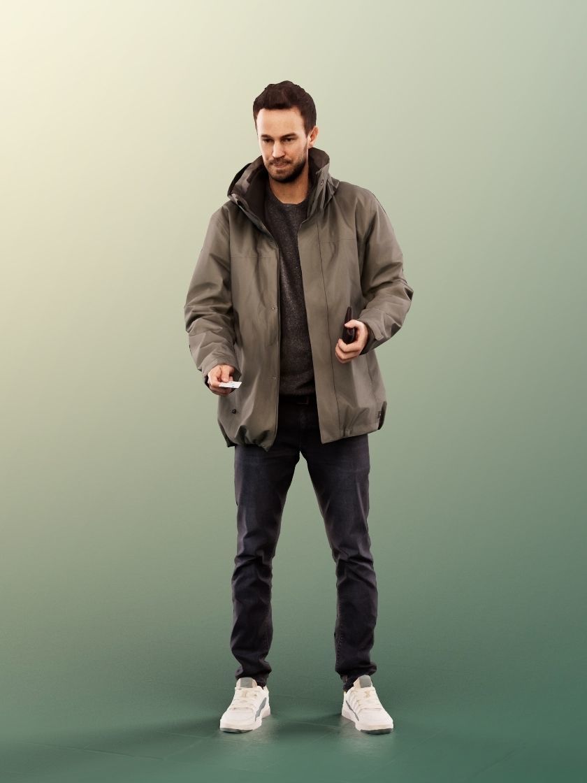 Fabio 13071 - Standing Casual Man Paying Low-poly 3D model_1