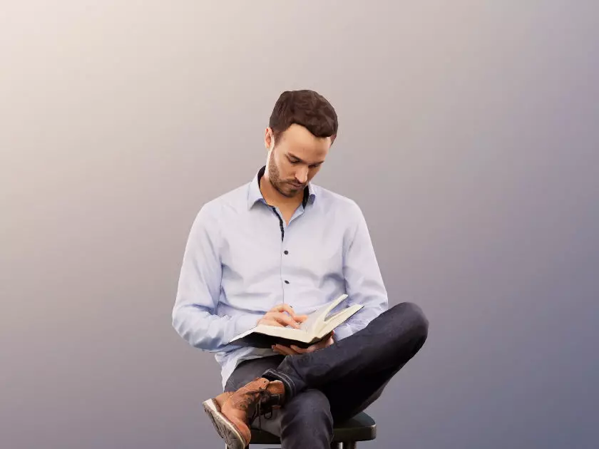 Fabio 13067 - Sitting Casual Man Reading A Book Low-poly 3D model_0