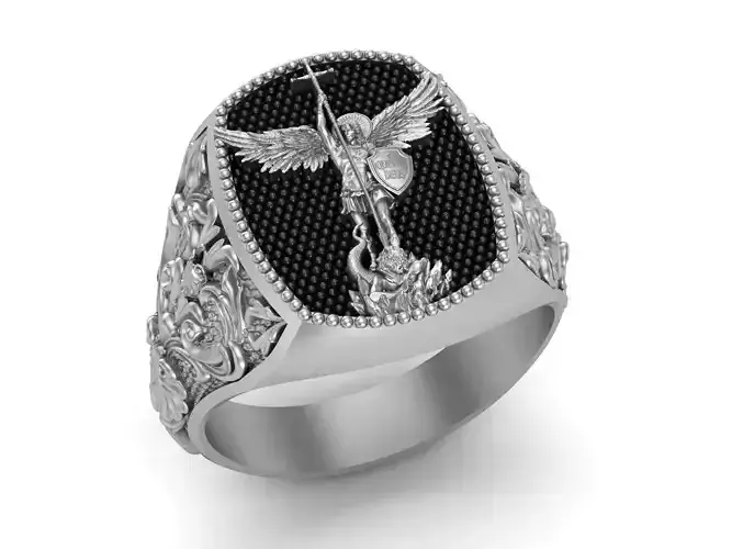 St Michael Archangel Printable Mens Ring 3D print model